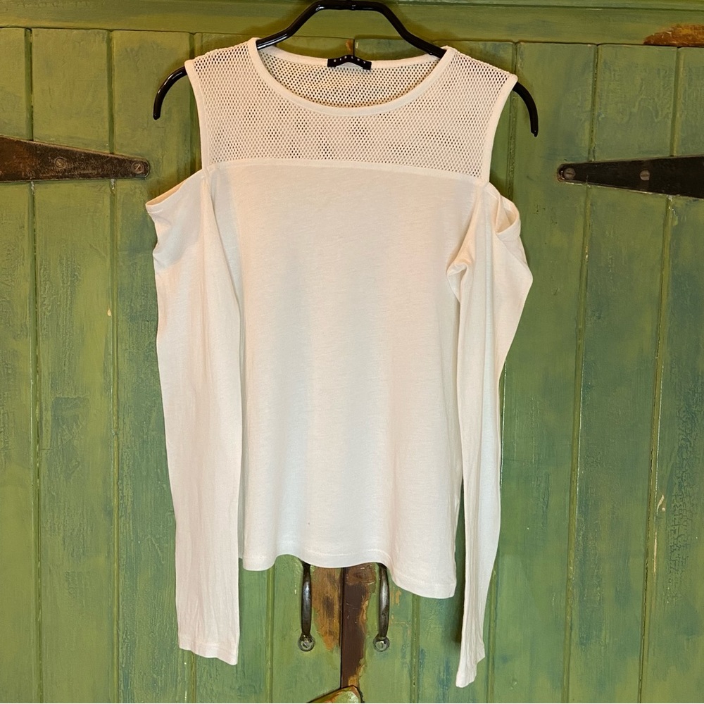 Sisley Cold Shoulder Long-Sleeve Tee - White